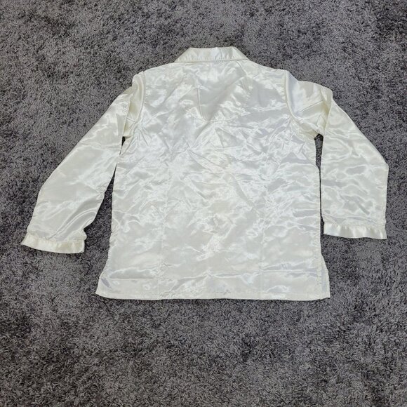 Ulta Size XL Intimates & Sleepwear 2 Piece Cream Satin Set Button Drawstring New - Picture 2 of 13